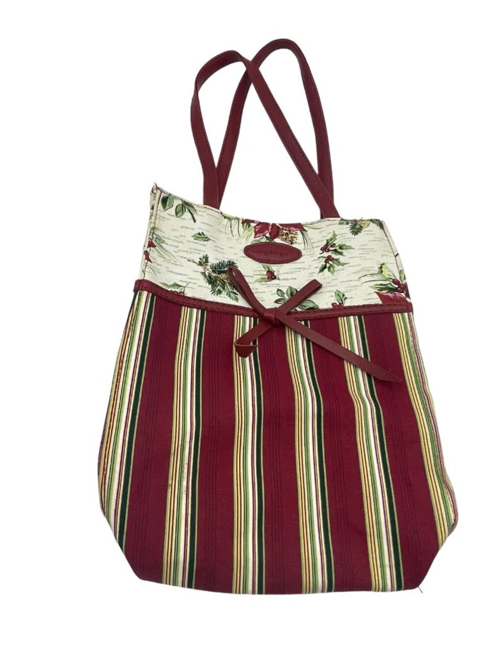 Longaberger #23540 Holiday Gift Bag Holiday Stripe Holiday Botanical Tote